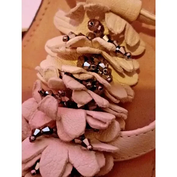 Staccato Wedges Cream Leather Buckle Open Toe Comfortable Belle 6 Floral Casual - Picture 6 of 9